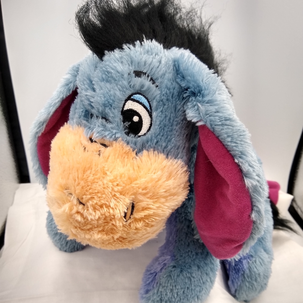 DisneyStore 11" Eeyore Plush w/HookLoop Detachable Tail 2018 Blue Stuffed Toy